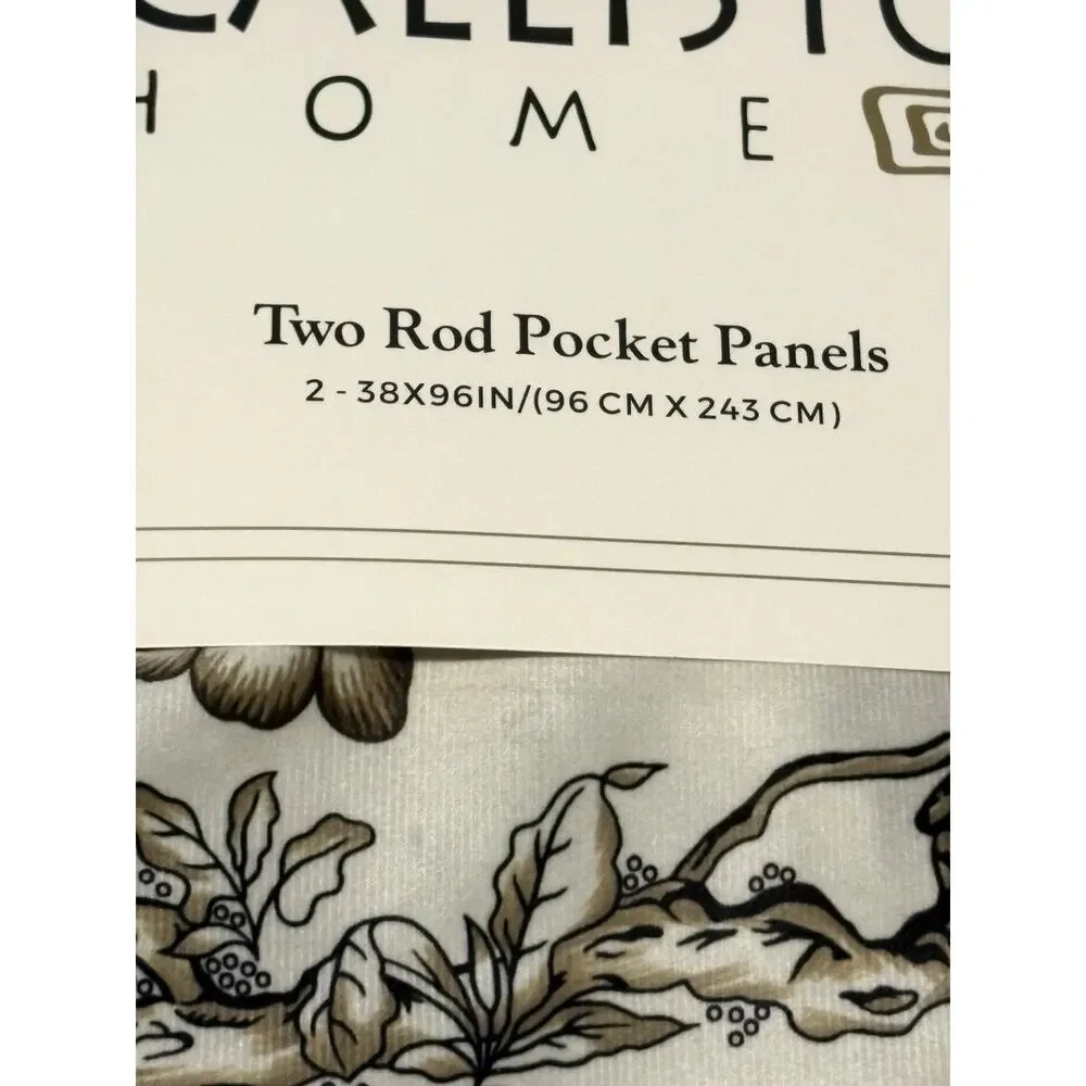 Callisto Home Peacock Bird Window Curtains Panels 38 X 96” Set Pair Ivory Drapes